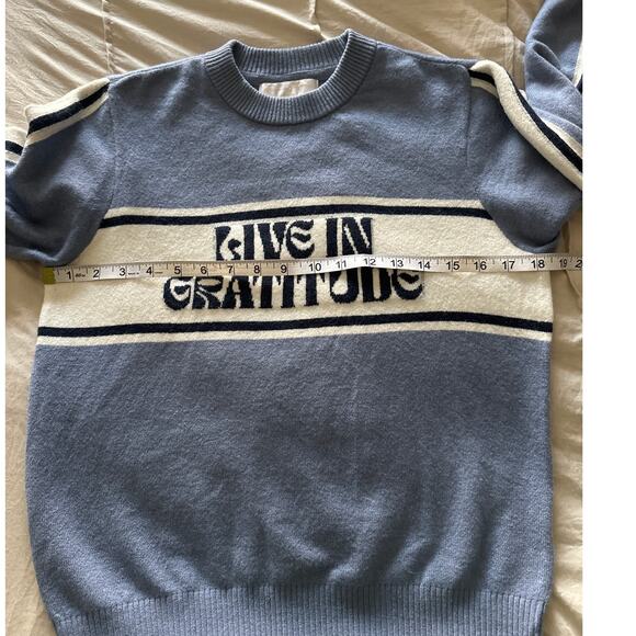 Spiritual Gangster Women's Blue Live in Gratitude Classic Sweater Size S - Picture 8 of 10